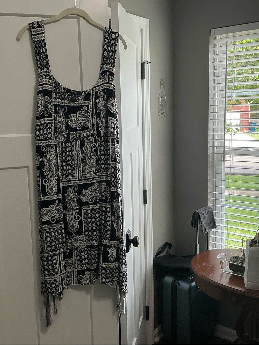 Style & Co. Black and White Printed Sleeveless Mini Dress